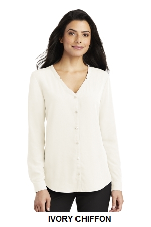 Port Authority Ladies Long Sleeve Button-Front Blouse.  PORT A.  LW700